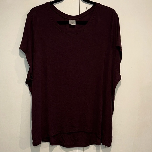 Athleta With Ease Ribbed Burgundy Top, XL - Picture 3 of 4
